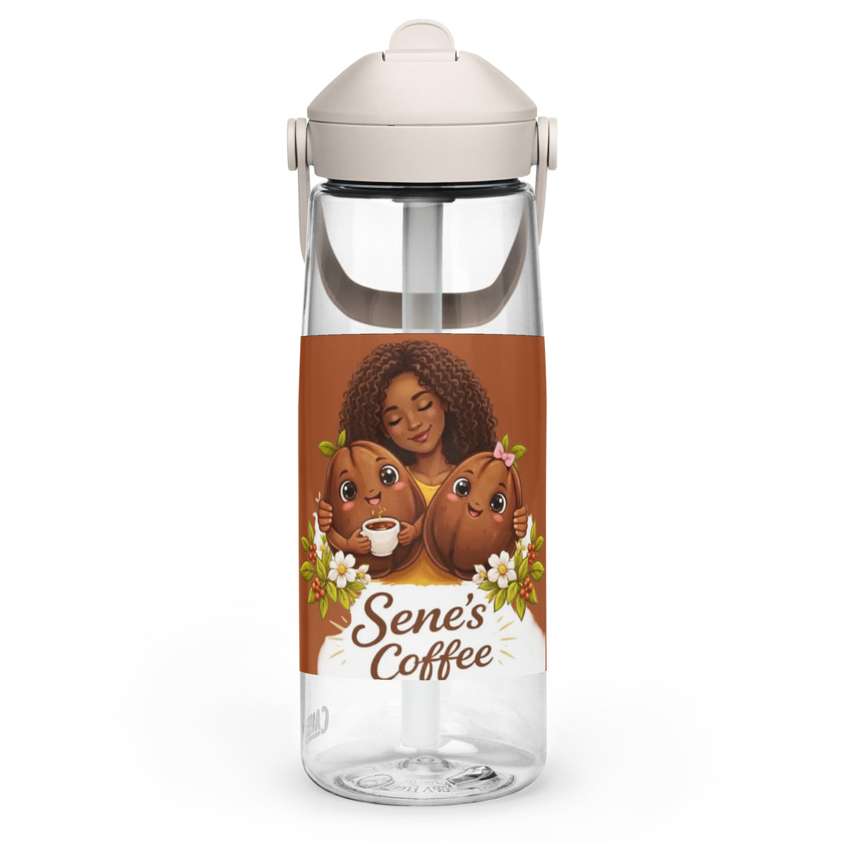 Flip straw water bottle